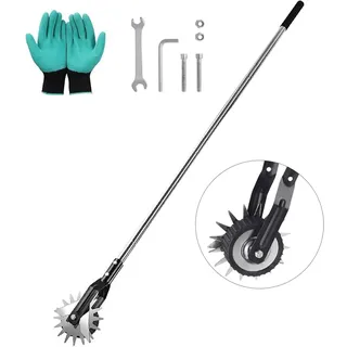 2 Stück Rasenkantenschneider mit Handschuhen & Verbesserter Stiel, Edelstahlgriff Rasenschneider Kantentrimmer, Verstellbarer Grifflänge Kantenmesser Rasenkantenschneider, Für Gehwege (100/135/170cm)