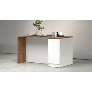 Kücheninsel KOCHSTATION "Sole,Kochinsel,Küchenarbeitsblock,Inselküche,Arbeitsinsel", weiß (küche: weiß, korpus: weiß matt, arbeitsplatte: wotan eichefarben), B:160cm H:90cm T:90cm, Komplettküchen-Sets, Kücheninsel, Breite 160 cm mit 2 Türen,4 Fächer, Arbeitsplatte, Aluminiumgriff