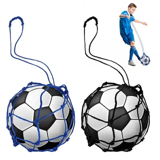 Jeffdad 2 Stück Fußball Kick Trainer Fußballnetz, Kicker Ballnetz Net Tasche Solo Soccer Kick Praxis Trainingshilfe Fußball Rückkehr Trainer Netz für Kinder Jugendliche Erwachsene Kickübungen