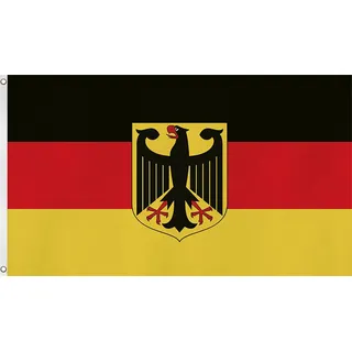Flagge - Fahne - Hissfahne mit zwei Metallösen zur Befestigung und zum Hissen - Größe 90 x 150 cm wetterfest Farbe Adler Deutschland