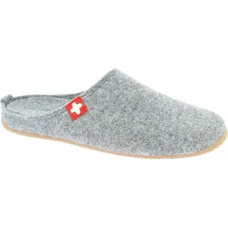 Living Kitzbühel Filz - Schweizer Kreuz Pantoffeln Integriertes Fußbett, Sohle aus rutschhemmendem, abriebfestem Naturkautschuk, Bequem und flexibel - Grau