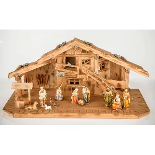 Holz und Gartentrends Weihnachtskrippe Krippe Krippenstall Weihnachten Weihnachtskrippen Tischkrippen Krippenfiguren (Weihnachtskrippe W09+Figuren)