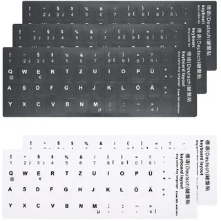 5 Stück Tastaturaufkleber Deutsch, Universal-Tastatur-Aufkleber Deutsches Aufkleberset für PC & Laptop Keyboard Tasten Aufkleber Gefrostet 11 x 13mm für Standard Tastatur, Laptop/PC, 3 Schwarz 2 Weiß