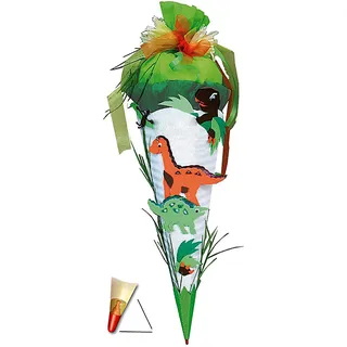 BASTELSET Schultüte - Dinosaurier/Dino - 85 cm - mit Holzspitze - Zuckertüte Roth - ALLE Größen - 6 eckig Saurier Dinos T-Rex Jungen