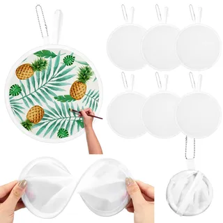 Namalu 6 Stück Weiß Japanische Fächer Rund Faltbar Handfächer Rund Faltbare Fächer Handfächer für Damen Faltbarer Runder Fächer Sommer Fächer Festival Handfächer Tragbare Einfarbig Fächer