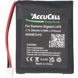 AccuCell Akku passend für Siemens Gigaset L410 Akku S30852-D2240-X1 V30145-K1310-X448 3,7 Volt 250mAh