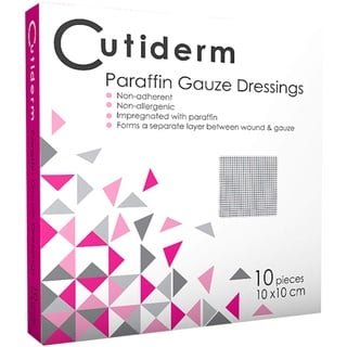 Cutiderm sterile Paraffingaze-Kompresse, 10 cm x 10 cm, Packung mit 10 Stück