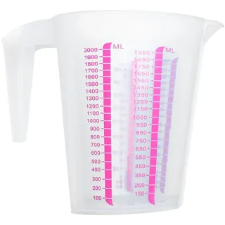 Agoky Messbecher 250ml 500ml 1000ml Plastik Measuring Cup Kunststoffbecher mit Messskala Klare Messkanne Labor Küche Werkzeug Klar Rosa E 2000ML