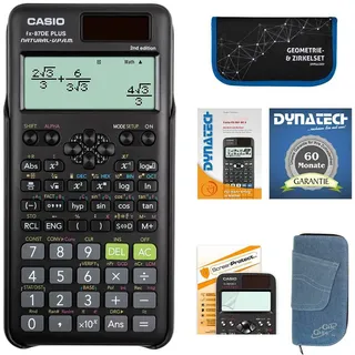 Taschenrechner Casio FX 87 DE im SET mit Tasche Zirkel Folie Buch und Garantie