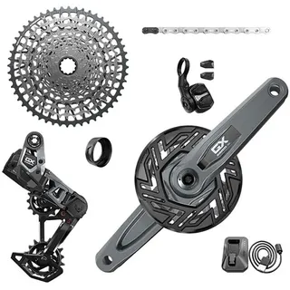 Sram GX Eagle Transmission AXS Groupset - 104BCD 34T mit Clip-On Guard, Schaltwerk, Schalthebel, 10-52t Kassette, Arme Nicht