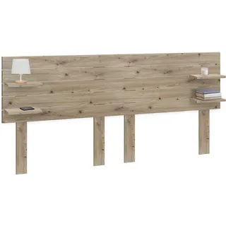 DHOME Recyceltes MDF Kopfteil aus Holz mit Regalen und Beinen im Palettenstil Nachttischregale Nordisches Bett mit Beschlägen inklusive (Palettenkopfteil Horizontal, Eiche, 210cm)