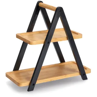 Zeller 2-stöckige Etagere 32 cm Holz Schwarz