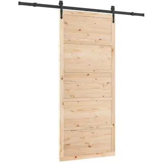 vidaXL Schiebetür Braun 100 x 208 cm Massivholz Kiefer