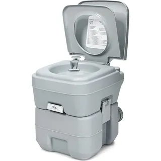 Costway 20L + 12L Campingtoilette mit abnehmbarem Abwassertank Grau/Grün