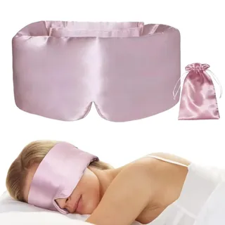 BOLLSEN - Deep Sleep Mask Seidenschlafmaske sleep mask silk 100% reine Maulbeerseide, 22 Momme, maximale Abdunkelung ohne Augendruck. (Rosa)