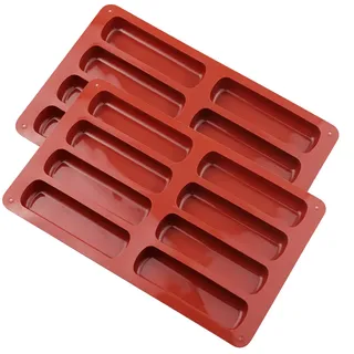 dyouen 2 Stück Müsliriegel Backform Silikonform 8 Mulden Antihaft Form Rechteckige Energieriegel Silikon Backform für Schokolade Brotbrot Muffin Brownie Käsekuchen (Ochsenblutrot) (Ochsenblutrot)