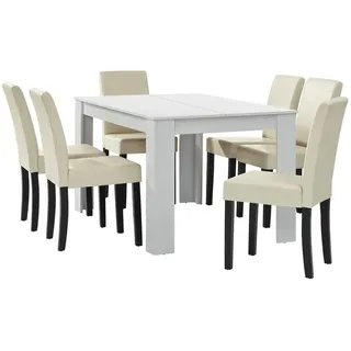 [en.casa] Esstisch weiß creme