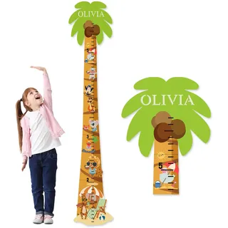 CHARMIBLE Personalisiert Messlatte Kinder Holz für Baby- & Kleinkinderzimmer mit Namen, Abnehmbares Messlineal für Baby-Messlatte für Schlafzimmer, Wanddekoration (Kokosstrand)