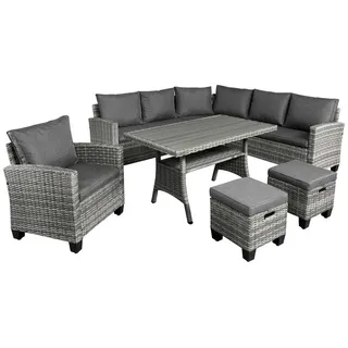 Brast Polyrattan Eck Sitzgruppe Hacienda grau/anthrazit