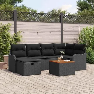 vidaXL Garten-Sofa-Set 7-tlg. Schwarz