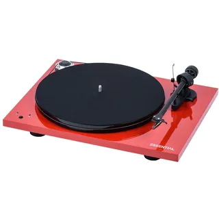 Pro-Ject Audio Systems Essential III Recordmaster, Audiophiler „Best Buy“ Plattenspieler mit elektronischer Geschwindigkeitsumschaltung und USB Ausgang (Rot)