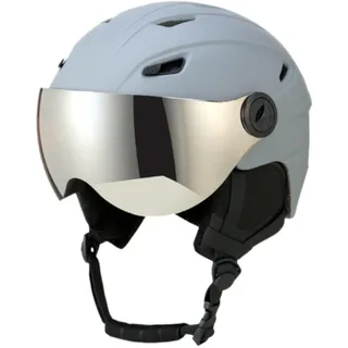 Folpus Skihelm mit integriertem Visier für Damen und Herren, Skihelm, Leichter, bequemer Snowboardhelm, Schneehelm, Grau, M
