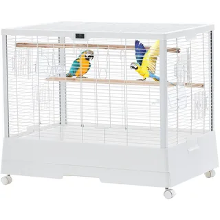 Geräumiger Metall,Vogelkäfig Mit Spielbereich, Rollständer, Ablagefach Und Herausziehbarem Tablett,Flugkäfig Für Papageien, Nymphensittiche, Conures, Wellensittiche, Kanarienvögel, Zebrafinken, Agap