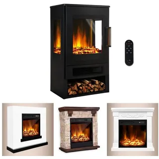 AMBINESS Elektrokamin 2 Heizstufen, 900W - 2000W, LED - 3D Flammeneffekt mit Farbwechsel, inkl. Smart-Home-Steuerung, Fernbedienung Timer & Thermostat schwarz