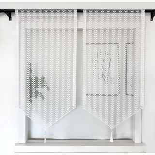 Daliena Panneaux Scheibengardine Kurz Bistrogardine mit Stickerei Kurzstores Gardinen Spitze Küchengardine Modern Fenstergardinen mit Tunnelzug (BxH 45x120cm) Weiß 1 stück