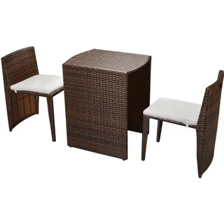vidaXL Polyrattan Bistro Set 3-tlg. braun inkl. Auflagen 42881