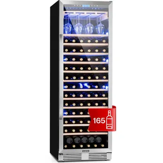 Klarstein Einbau-Weinkühlschrank, 1 Zonen Getränkekühlschrank Klein, Kleiner Weinschrank 433L, Wein-Kühlschrank Klein mit Glastür, Indoor/Outdoor Flaschenkühlschrank, Wine Fridge 165 Flaschen