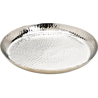 Meinposten Dekoteller Teller silber Metallteller Deko Schale Hammerschlag Kerzenteller (1 St) silberfarben