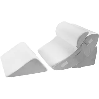 Vevor Orthopädisches Bett Keilkissen, 4-teilig, Stütze für Beine, Nacken & Schultern, Kissen nach Operationen gegen Rückenschmerzen, Sodbrennen, Schnarchlinderung, Aufrichten im Bett, Weiß/Grau