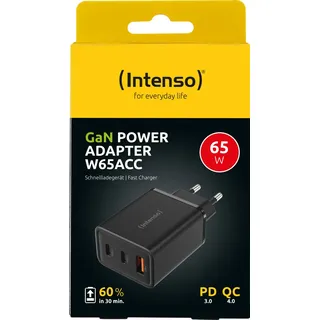 Intenso Power Adapter 1x USB-A, 2x USB-C GaN Black