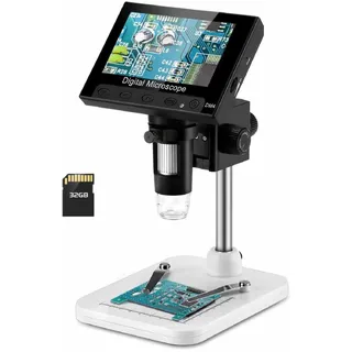 WADEO LCD Digital Mikroskop 4,3 Zoll 720P HD 1000X Vergrößerung mit 8 LEDs, kompatibel mit Mac und PC