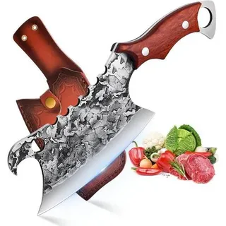 Hackmesser mit Holzgriff, Küchenmesser Scharf Hackbeil