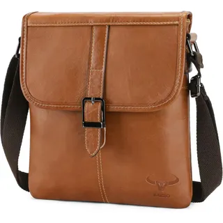 BAIGIO Leder Umhängetasche Herren Schultertasche Kleine Crossbody Bag Ledertasche Business Tasche Herrentasche Leder für Arbeit Reise - 27x24x3 CM