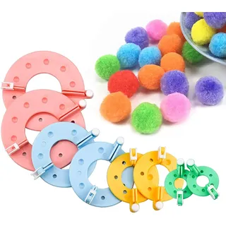 8 Stück Pompom Maker 4 Größen Bommel Maker zum Basteln Fluff Ball Weaver Kit Bommelmacher Bommelschablone Fluff Kugel DIY Nadel Handwerk Toolkit für Kinder Erwachsene