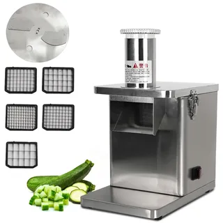 Kommerzieller Gemüsewürfelschneider, Gemüsewürfelschneidemaschine 250W, Obst Zwiebel Kartoffelschneider Gemüseschneider Lebensmittelhacker, mit 5 Würfelklingen und 1 Scheibenschneidklinge