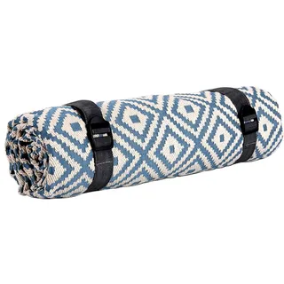 Picknickdecke aus Baumwolle Mit wasserdichter Rückseite Sanddicht Stranddecke tragbar Matte Mit Griff Waschmaschinenfest Teppich zum Garten Reise Camping Wandern 150x150cm 150x200cm (Blau Rot)