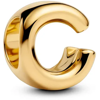 PANDORA Buchstabe C Alphabet-Mini-Charm aus Sterling Silber mit 14 Karat Vergoldung, kompatibel Moments, Maße: 6,1 x 8,2 x 7,3 mm, 763949C00