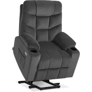 MCombo Fernsehsessel 7286 Stoff 85 x 100 x 94 cm Grau elektrisch mit Relaxfunktion