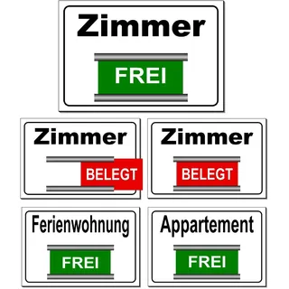 Zimmer-Appartement-Ferienwohnung-auch mit Eigentext-Frei/Belegt-Wechsel-30 x 20 cm-40 x 30 cm-60 x 40 cm-Schild-Aluminium-Vermietung-Hotel-Pension-Hin...