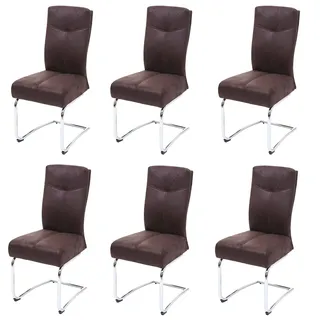 Mendler Esszimmerstuhl HWC-G56 Stoff Wildleder-Optik braun 6er Set