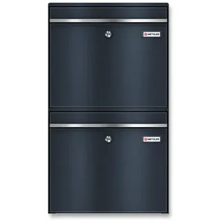 Metzler XXL Doppelbriefkasten für 2er Familienhaus aus massivem Stahl in Anthrazit RAL 7016 - mit austauschbarem namensschild - Wandmontage - 390 x 687 x 116 mm - Vertikal Bk212