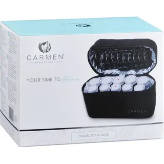 Carmen Lockenwickler Reise 10 Rollen Dual Voltage Schwarz Weiß Haarstyling