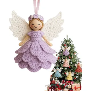 Xpwghap Angel Ornament Crochet Kit,Häkel-Engel-Ornament-Set,handgefertigtes Garn-Bastelset Für Anfänger, Weihnachtsbaumdekoration, Warme Party-Dekoration,2025 Neues Häkel-Bastelset-E