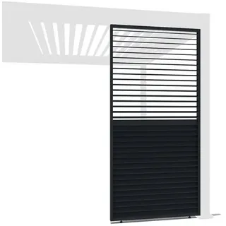 Weide Pavillonseitenteil Anthrazit-Aluminium Lamellenwand für Weide Pergola Drehbare Lamellen, 113x234 cm, Komplettset, Seitenteil grau 113 cm x 234 cm