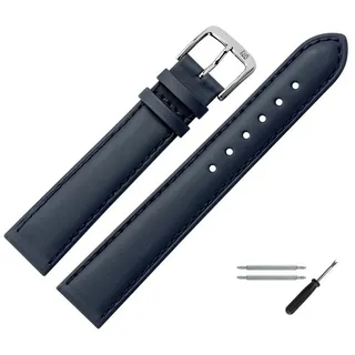 MARBURGER Uhrenarmband 19mm Leder blau|silberfarben