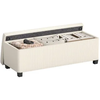 Homcom Sitzbank mit Stauraum Polsterbank mit Cord-Optik, 112 x 42 x 40 cm Beige
